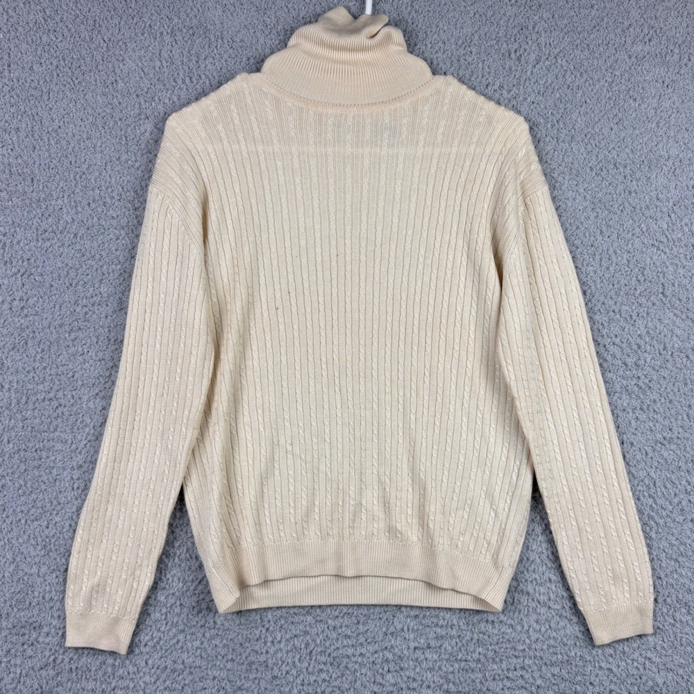 Barry Bricken Turtleneck Sweater Womens XS Cream 100% Silk Cable Knit Classic